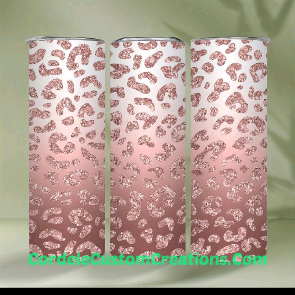 1pc 20oz Printed Pink leopard Pattern water cup